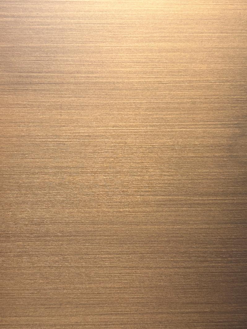 Antique brushed brass patina architectural metal finish in shade, South Florida